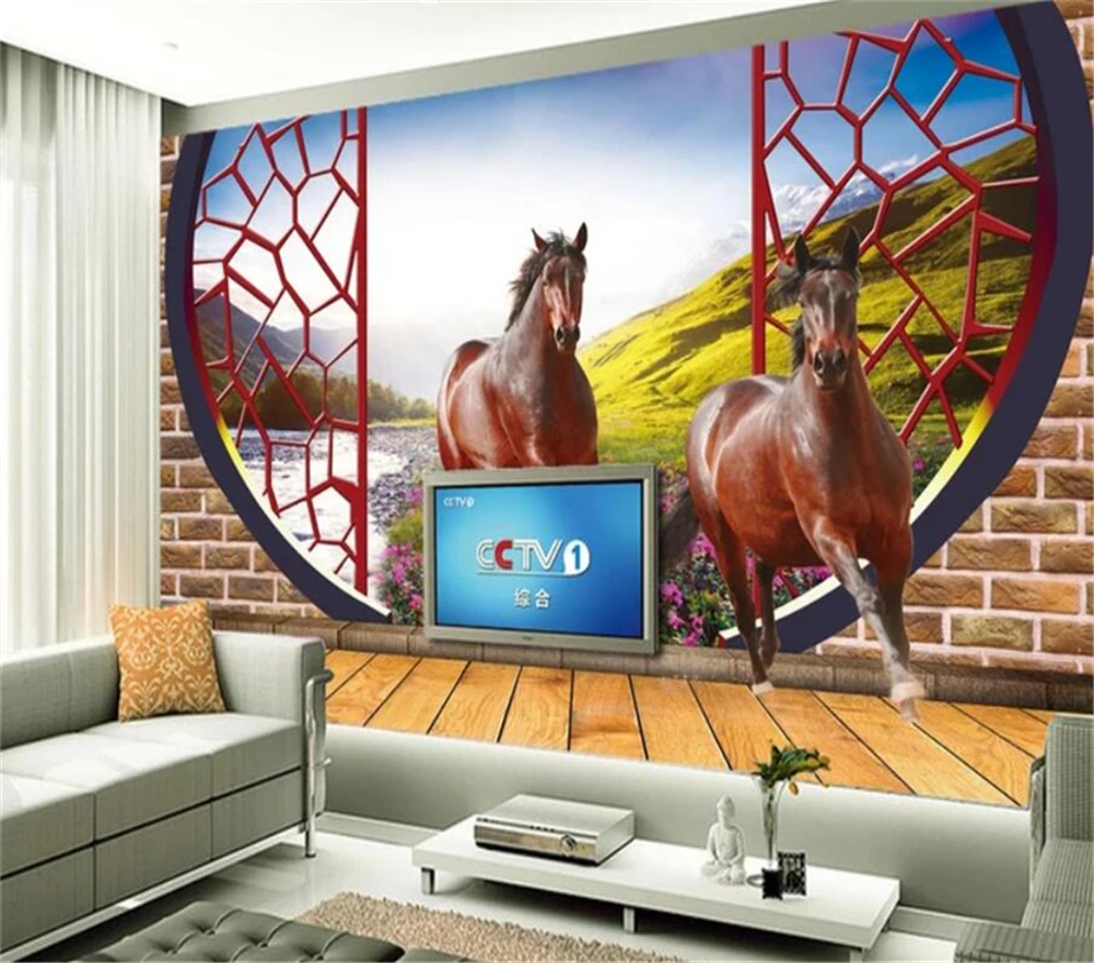 

Decorative wallpaper 3D horse background wall painting