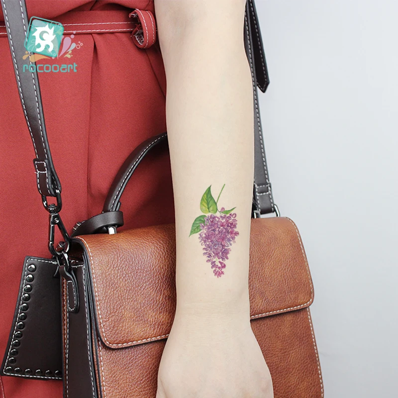 Rocooart Bunga Seksi Tato Wanita Taty Butterfly Tato Palsu Tubuh Seni Tato Sementara Stiker untuk Wanita Tatuajes Warna-warni Taty