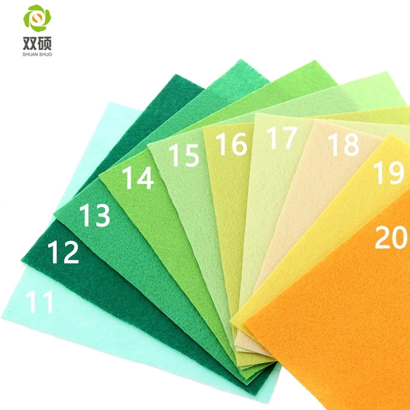 Shuanshuo Polyester Felt Fabric DIY Handmade Felt Cloth For Sewing Home Decoration 1mm Mix 40 Colors 15x15cm 5.9x5.9inch