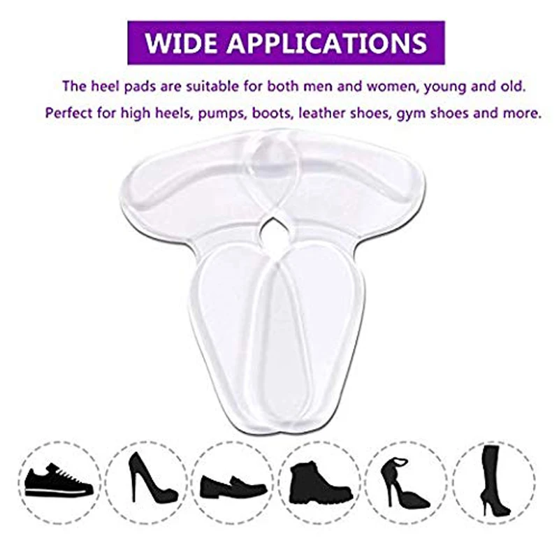 High Heel Cushion Gel Shoe Pads for Too Big Shoes Silicone Anti-Slip Heel Grips Inserts Liners Foot Insoles for Women