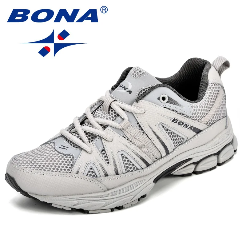 BONA Few Popular Style Men Running Shoes Mesh Cow Split Microfiber Men Sport Shoes Lace Up Outdoor Jogging Shoes Men Sneakers