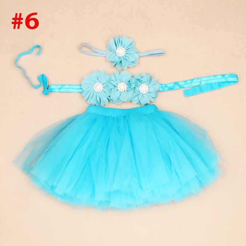 Newborn Photography Props Couture Sweet Fancy Frills Tutu 3 Piece Set Baby Tutu Skirt with Flower Headband and Tutu Top TS067