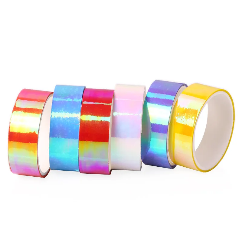 Juego de cintas de enmascarar Washi Tape, pegatinas láser para álbum de recortes, Cinta Adhesiva Decorativa, Washi Fita Adesiva Glitter, 10 Uds.