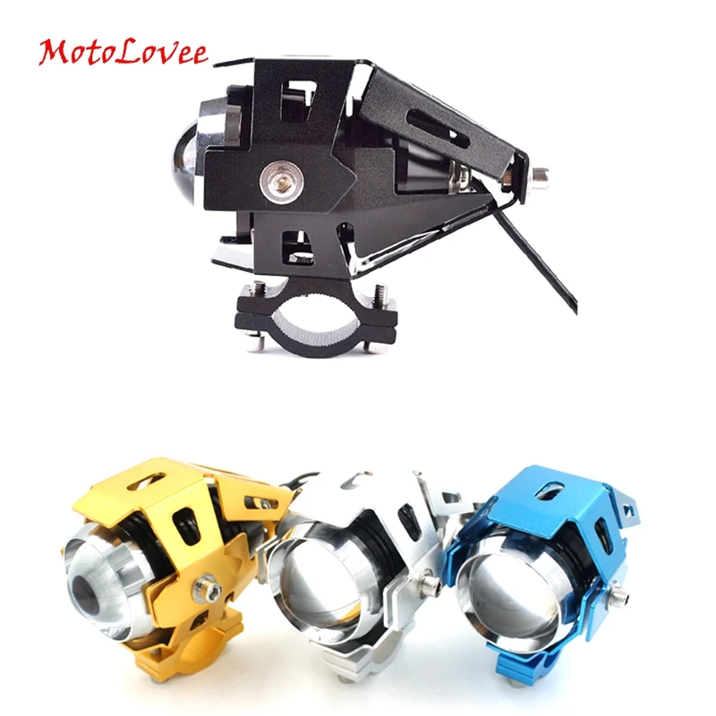 Motolovee 125W Motorcycle Headlights Auxiliary Lamp U5 Led Motorcycle Spotlight Accessories 12V