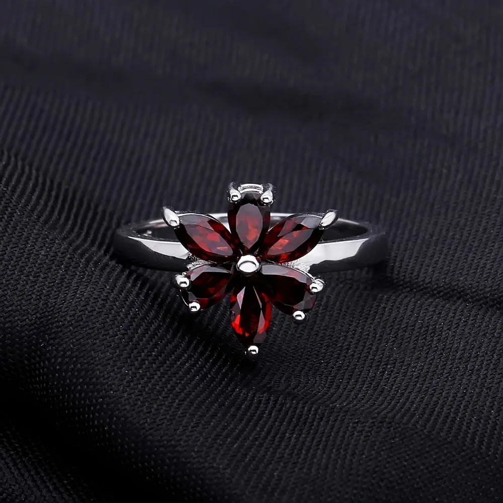 Gem\'s Ballet 585 14K 10K 18K Gold 925 Silver Ring Natural Garnet Rings Trendy Romantic Flower Engagement Rings For Women Party