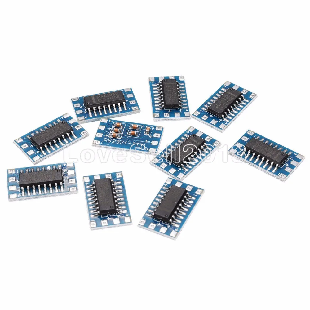 10PCS Serial Port Mini RS232 to TTL Converter Adaptor Module Board MAX3232 115200bps