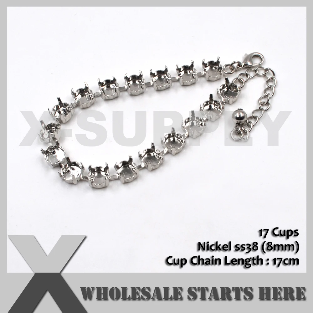 Empty Cup Chain Tennis Bracelet,Without Crystals,Brass Cup Chain Base