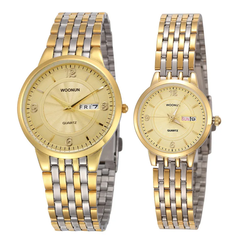 WOONUN Luxury Brand Couple Watches For Lovers Fashion Clock Stainless Steel Calendar Quartz-Watches Ultra Thin Watches Men Women