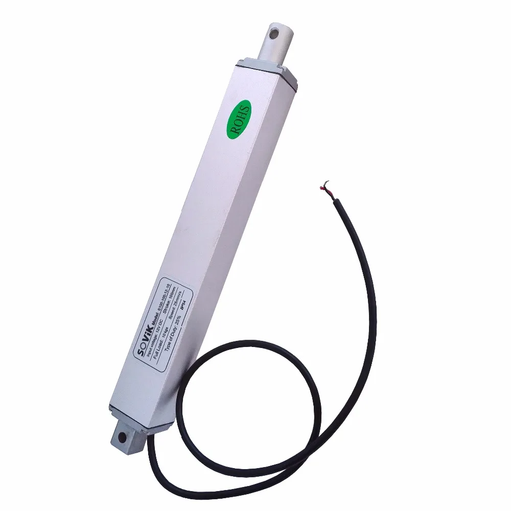 12V 24V Micro Linear Actuator 100mm 4 inch Stroke Electric DC Motor High Speed 16mm per sec Max 200N Load with Mounting Brackets