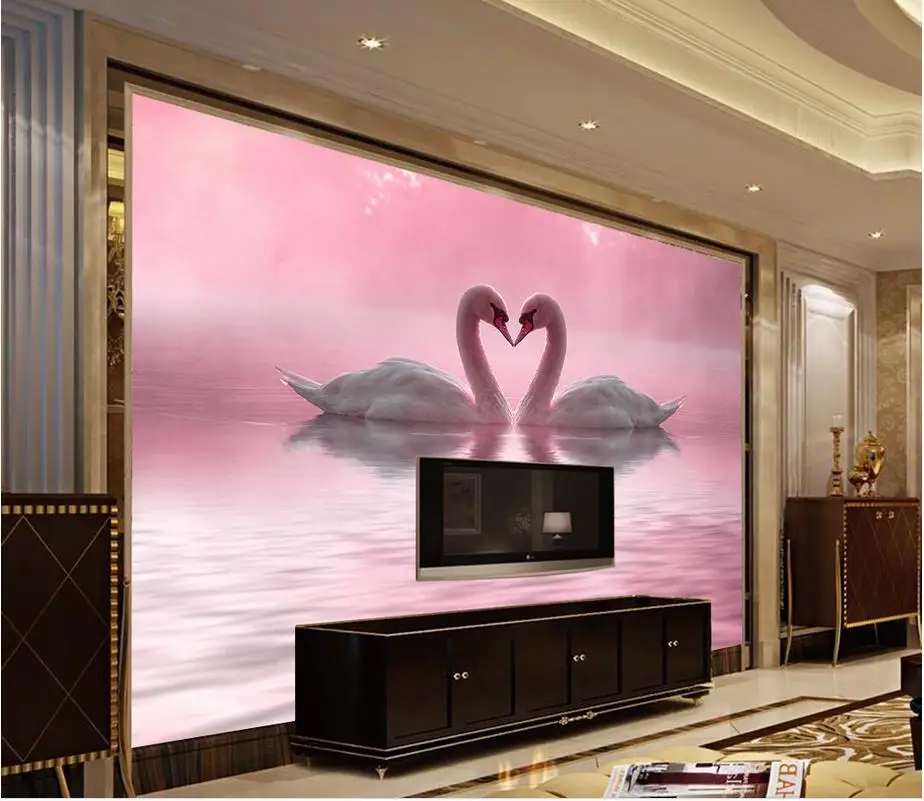 3d wallpaper for room Love Swan Lake wallpaper background wall simple decorative painting custom 3d wallpaper