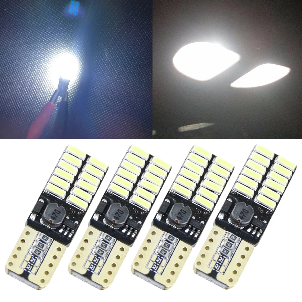 

4x 12V 24V No polarity Canbus T10 LED bulbs with 4014SMD 24 leds Interior Wedge Light 194 168 W5W LED LAMP White Amber NO ERROR