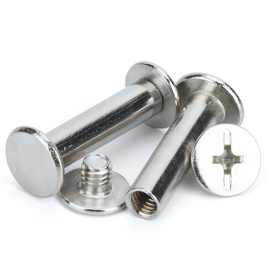 Rivets Hollow Rivets Head M5 Brass Double Hollow Rivets Book Screws Chicago Screws Nickel Plated Steel M5 Length 6mm ~ 100mm