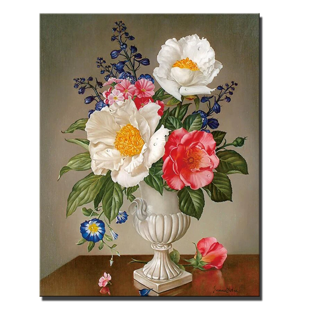 

Large White Vase Flowers Canvas Paintings On The Wall Decor Classical Flowers Vintage Posters And Prints Picture For Living Room