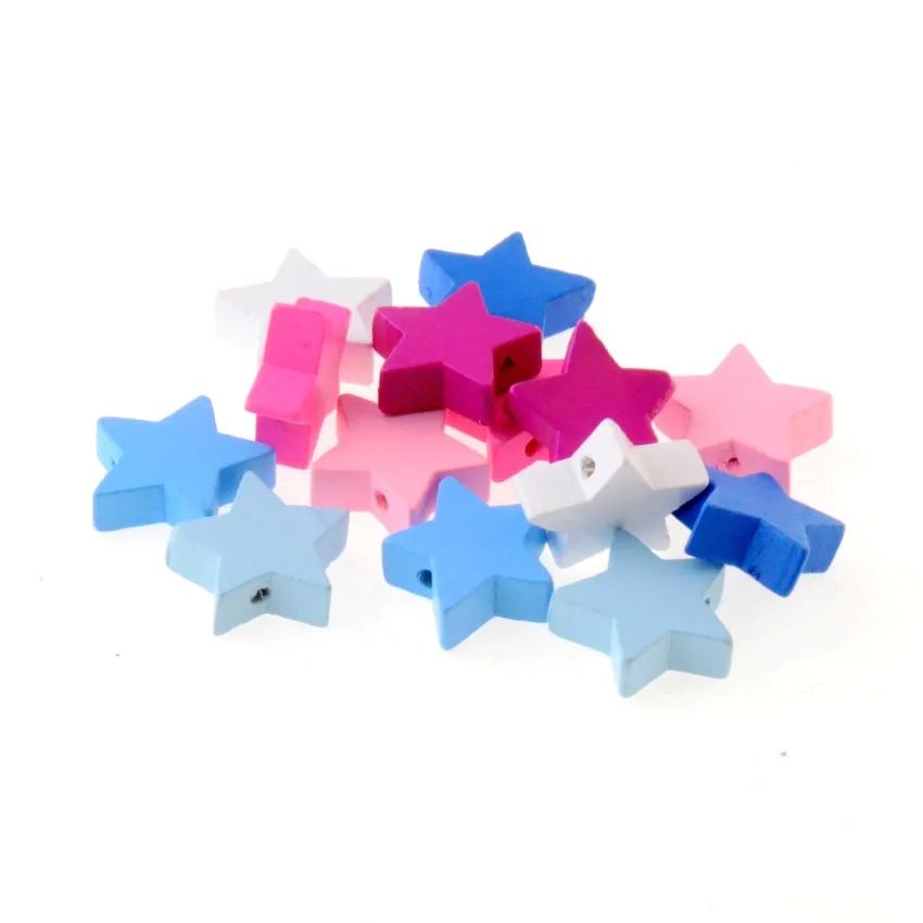 20pcs 19x19mm Wood Dye Star Spacer Beads For Baby DIY Crafts Kids Toys Spacer Beading Bead Jewelry Making DIY