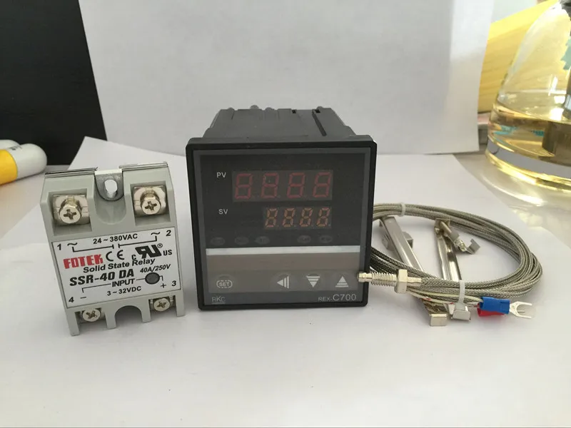 

Digital PID 100-240VAC REX C700FK02-V*AN Temperature Controller Control 0-400C OUTPUT SSR + k 1M M6 Thermocouple +SSR40DA 40A