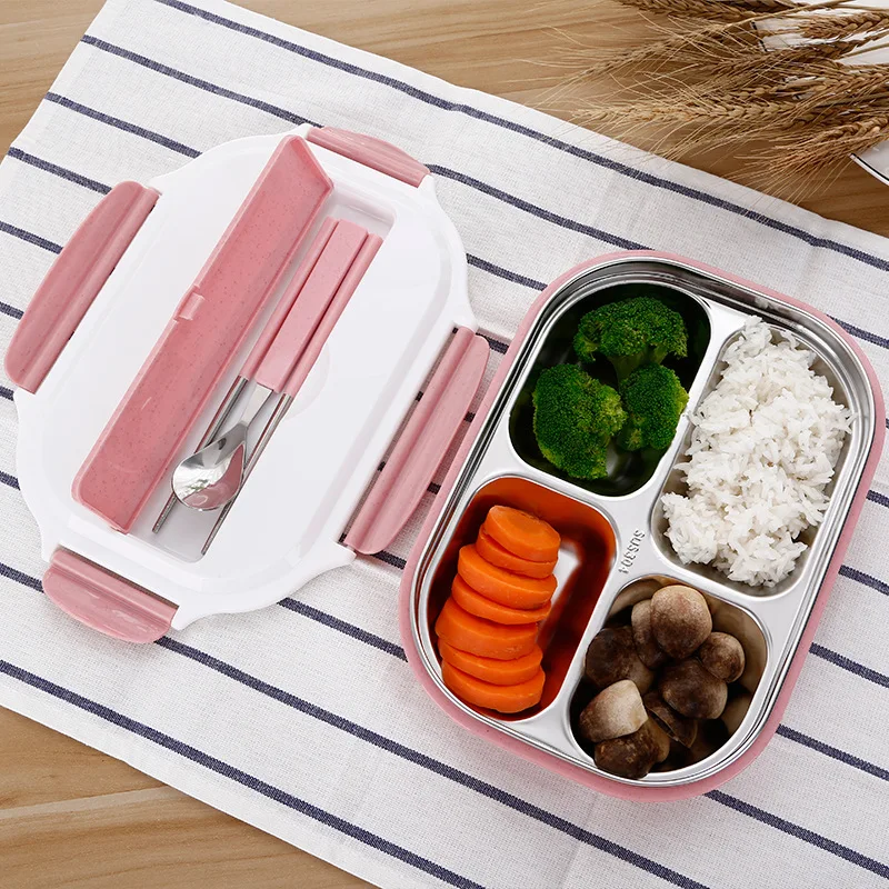 

304 Stainless Steel Lunch Box With Compartments Microwave Bento Box For Kids School Picnic Food Container Leakproof Lunch Box