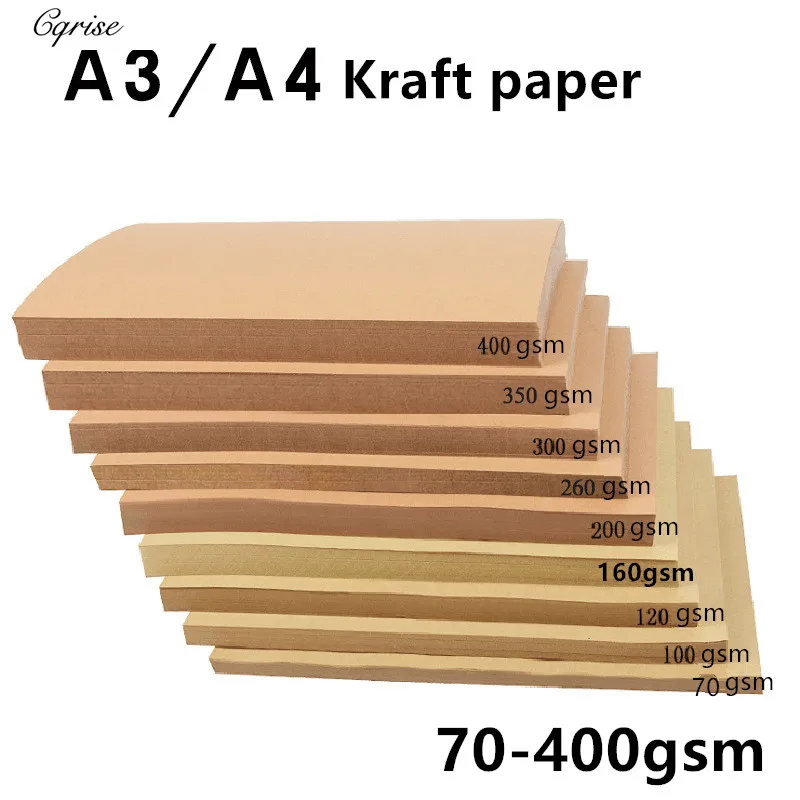 70-400GSM A4/A3 Brown Raw Wood Pulp Kraft Paper DIY Cover Handmade Origami Cardboard Printing Gift Packaging Decor Paper