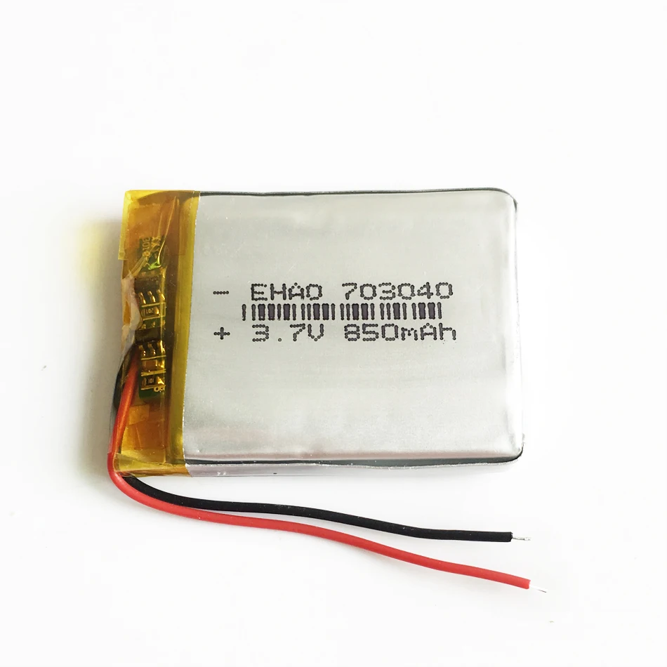 Batterie aste en lithium polymère Lipo, 3.7V, 850mAh, 703040, appareil photo, DVD, livre électronique, casque Bluetooth, enregistreur, montre GPS, 10 pièces
