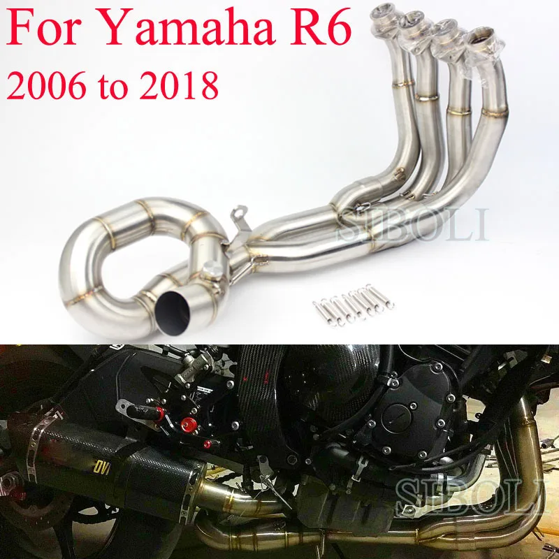 R6 Motorcycle Full Systems Exhaust Without Muffler Slip-On Pipe For Yamaha R6 2006 2007 08 2009 2010 2011 12 13 14 15 16 17 2018