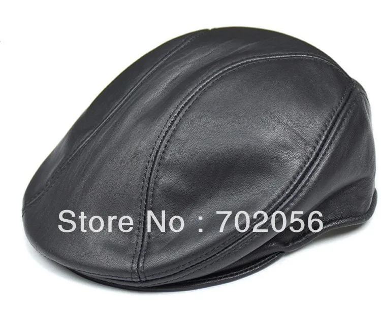 

Unisex real sheepskin Leather Berets ball cap casual HAT CAP 10pcs/lot #3098