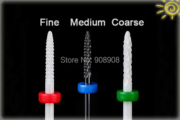 3pcs High Quality Ceramic Nail Drill Bits Small Flame For Electric Nails Drills Manicure Machine Pedicure NailPolishing Cleaning