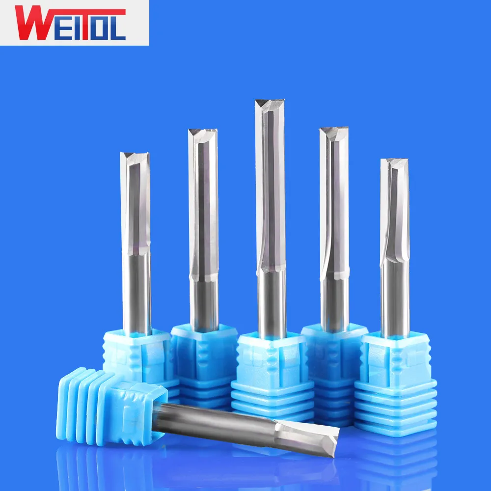 WeiTol 6MM SHK Tungsten Carbide Two Flutes Straight Bits 2 Flutes Router Bits for solid wood, acrylic, MDF, PVC