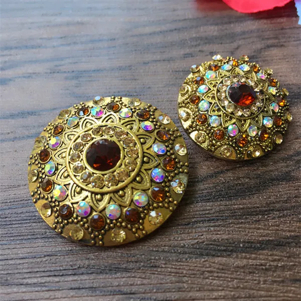 4Pcs/lot 22/28/35mm Retro colored rhinestone clothes button high-grade woolen cashmere coat round decorative button C006
