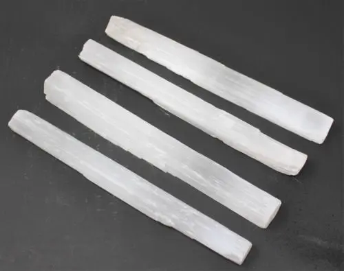 

4pcs Selenite Stick Wand Rough Crystal Specimen Selenite Wand Reiki Chakra