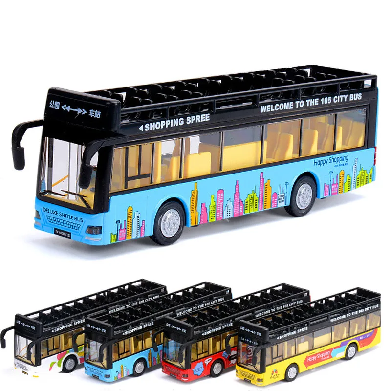 

Exquisite 1:36 open-top sightseeing bus alloy car model,simulation die-cast sound and light pull back model car,free shipping