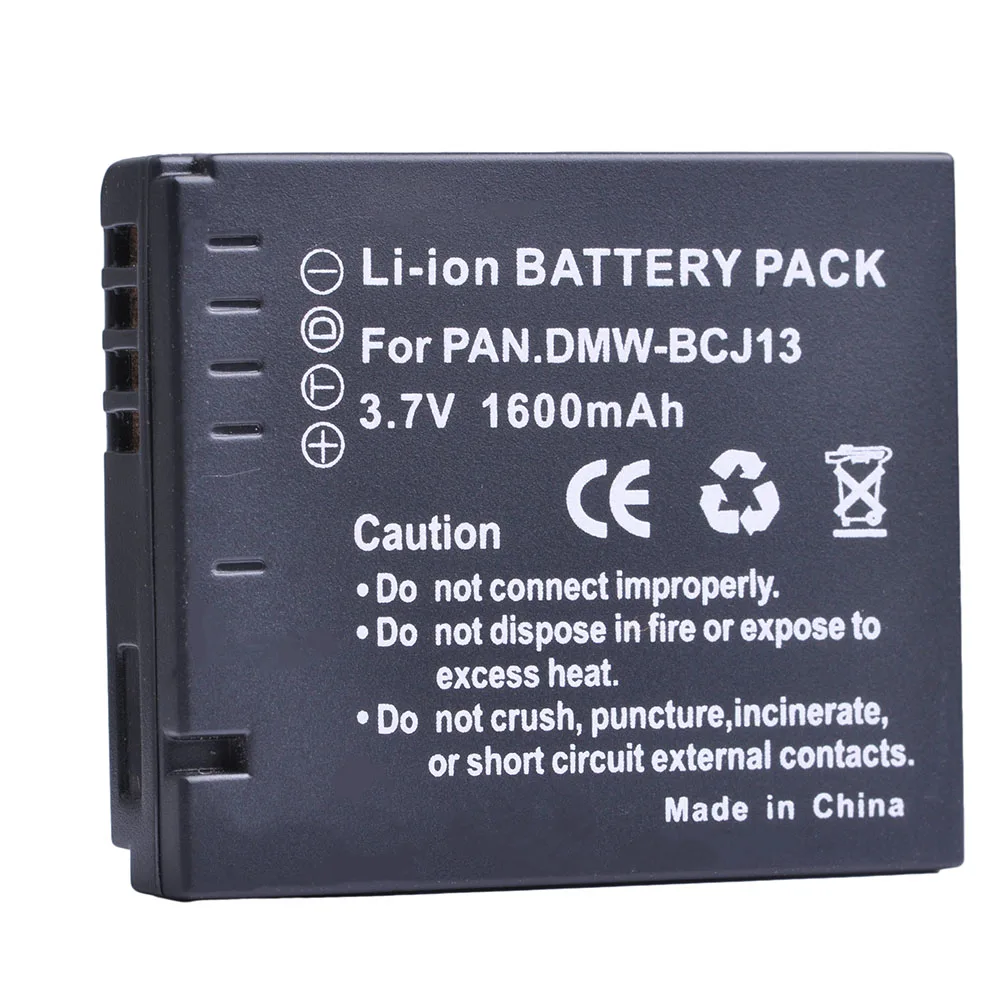 1pc 1600mAH DMW-BCJ13 DMW BCJ13 Rechargeable Li-ion Battery + Car Charger + EU Plug For Panasonic DMC LX5 LX5 LX5GK LX5K LX5W