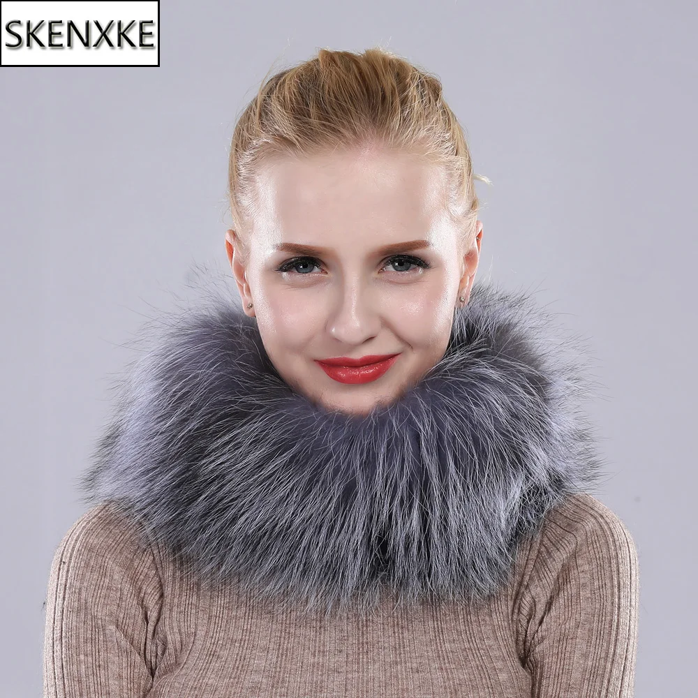 Hot Sale Fashion Lady Natural Fox Fur Ring Scarves Winter Women Warm Real Fox Fur Scarf Luxury Girls Fluffy Real Fur Mufflers