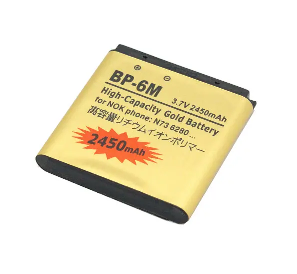 2450mAh BP6M BP-6M Gold Replacement Battery + LCD Charger For Nokia N73 6288 6290 9300 9300i 3250 3250 6151 6233 6234 6280 6282