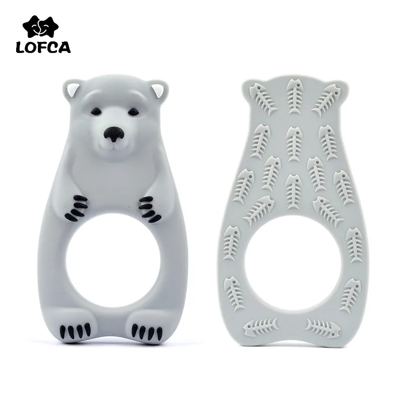 

LOFCA Baby Teether Polar Bear Silicone BPA Free Baby Teething Toy Silicone Teether Pendant Baby Oral Care Pacifier Clips Making