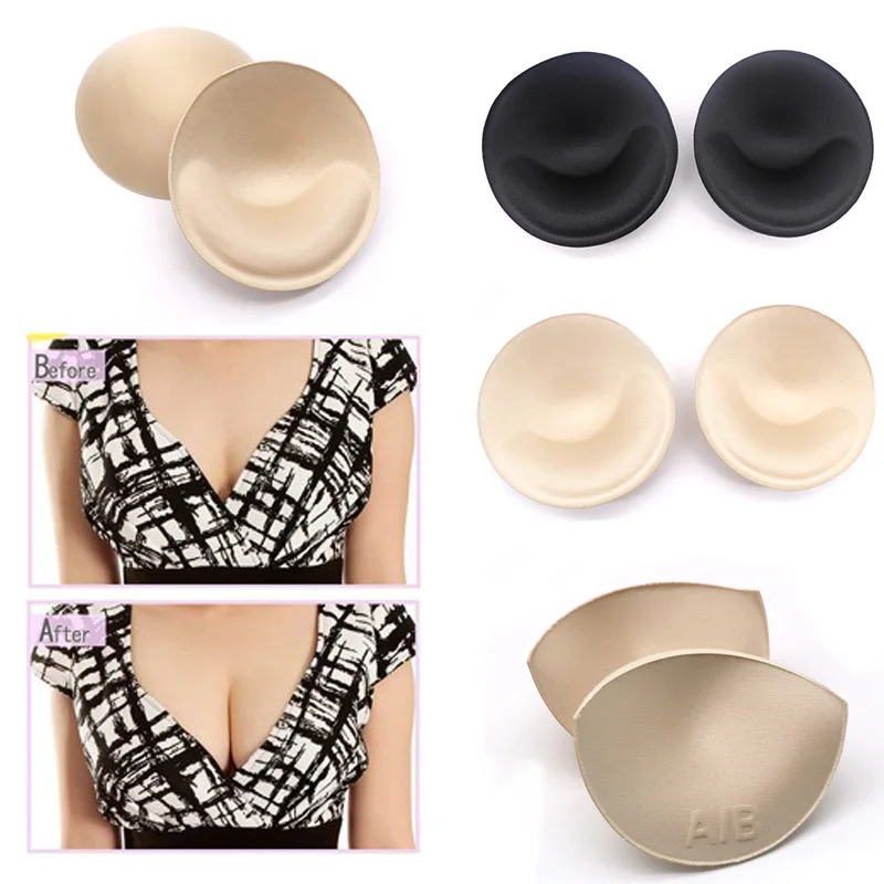 1คู่ = 2Pcs ผู้หญิงสไตล์ฟองน้ำ Bra Pads ชุดว่ายน้ำบิกินี่ Pads Push Up Breast Enhancer ถอดออกได้ bra Padding Inserts ถ้วย