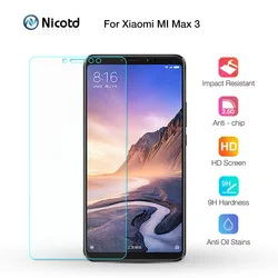 Nicotd vidro temperado protetor de tela para xiaomi mi max 3, 9h, 2, 5, 5d, película protetora para o telefone móvel