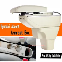 For Hyundai Accent Armrest Box 2006 2007 2008 2009 2011 +USB+ Double Layer + Light + Free Shipping