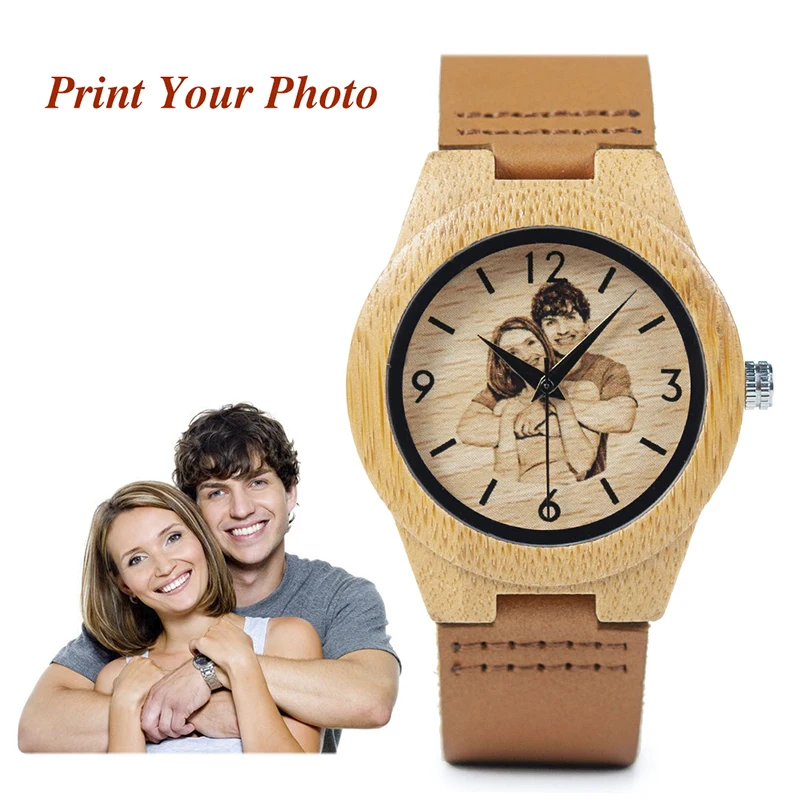 BOBO BIRD-reloj de madera para hombre y mujer, accesorio de pulsera con diseño creativo, fotos, impresión UV, regalo personalizado OEM