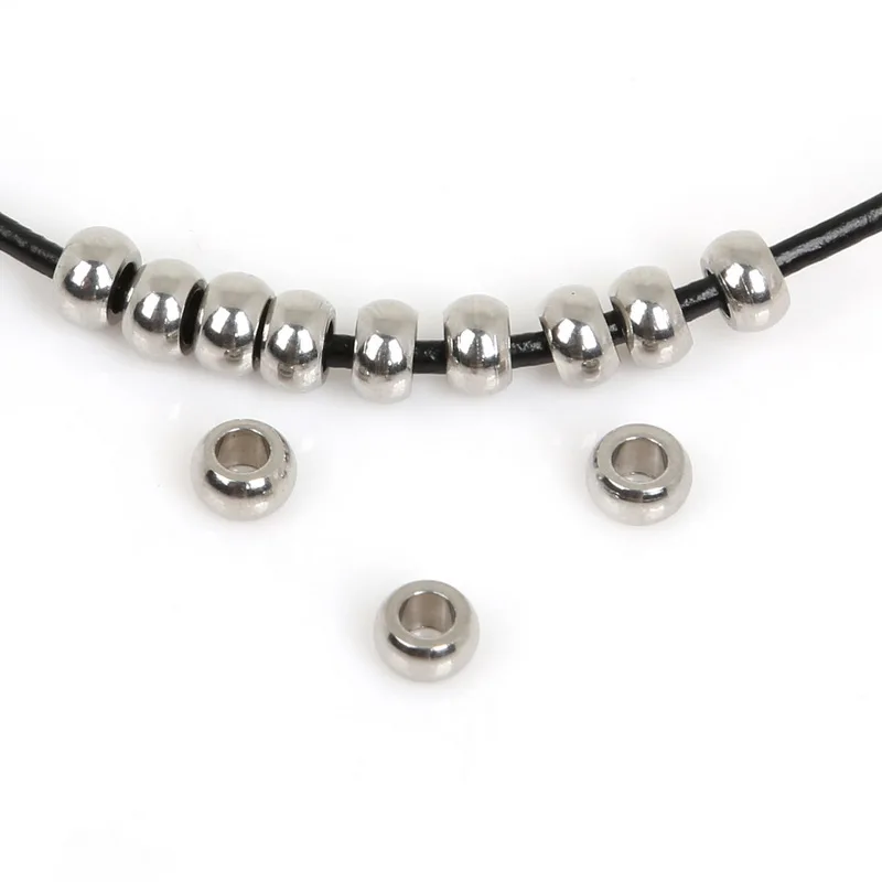 5 6 7 8 10mm Tone Stainless Steel Spacer Beads European ring Bead Fitting DIY Charm Bracelet For Men and Women Jewelry