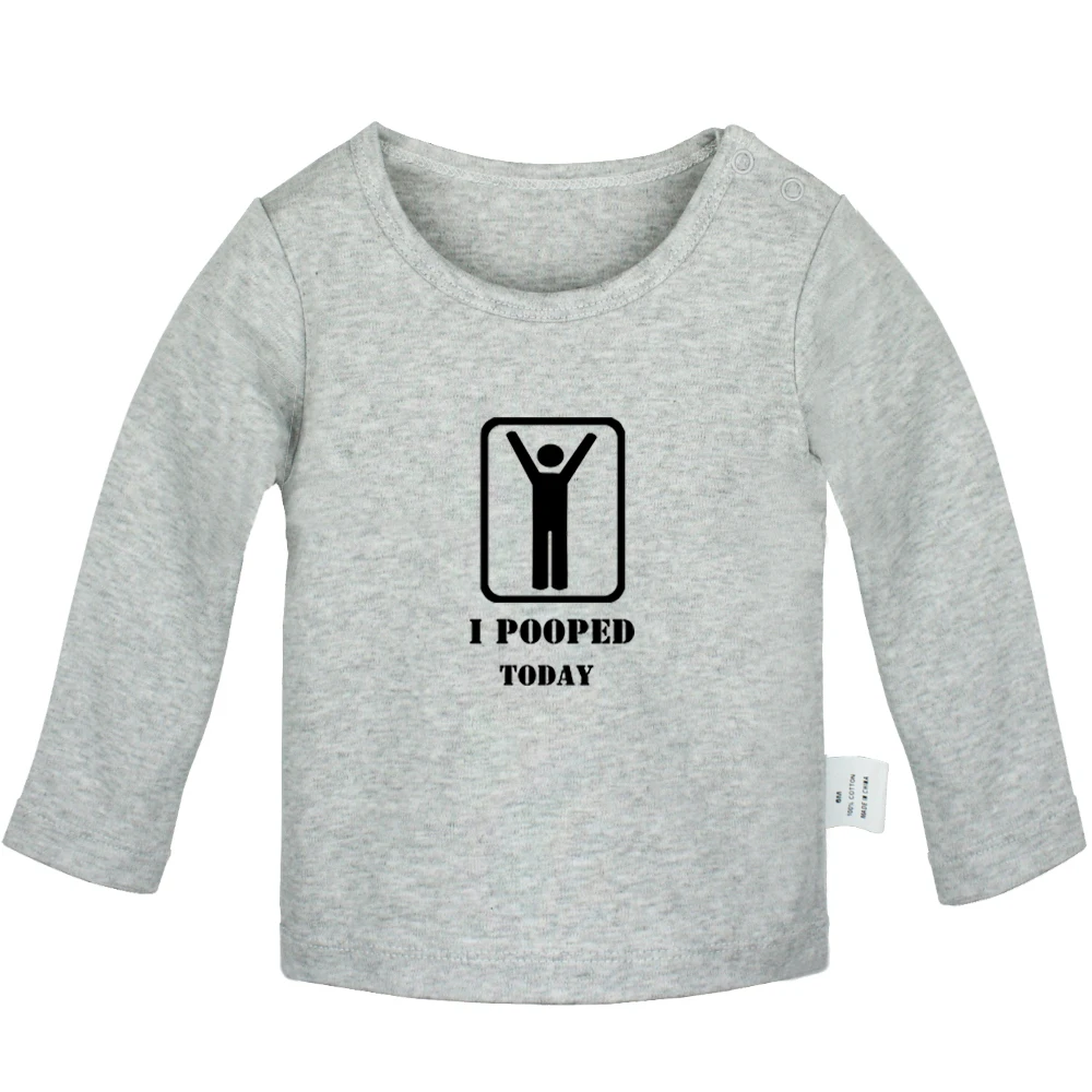 Individuality I Pooped Today You Only Live Once YOLO Newborn Baby T-shirts Toddler Graphic Solid color Long sleeve Tee Tops