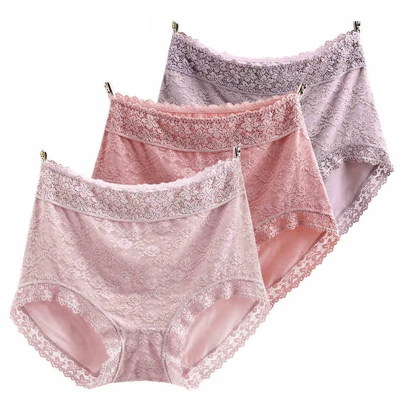 RUIN JS2 3PCS Women's Panties High Waist Hip Sexy Lace Underwears XL-4XL