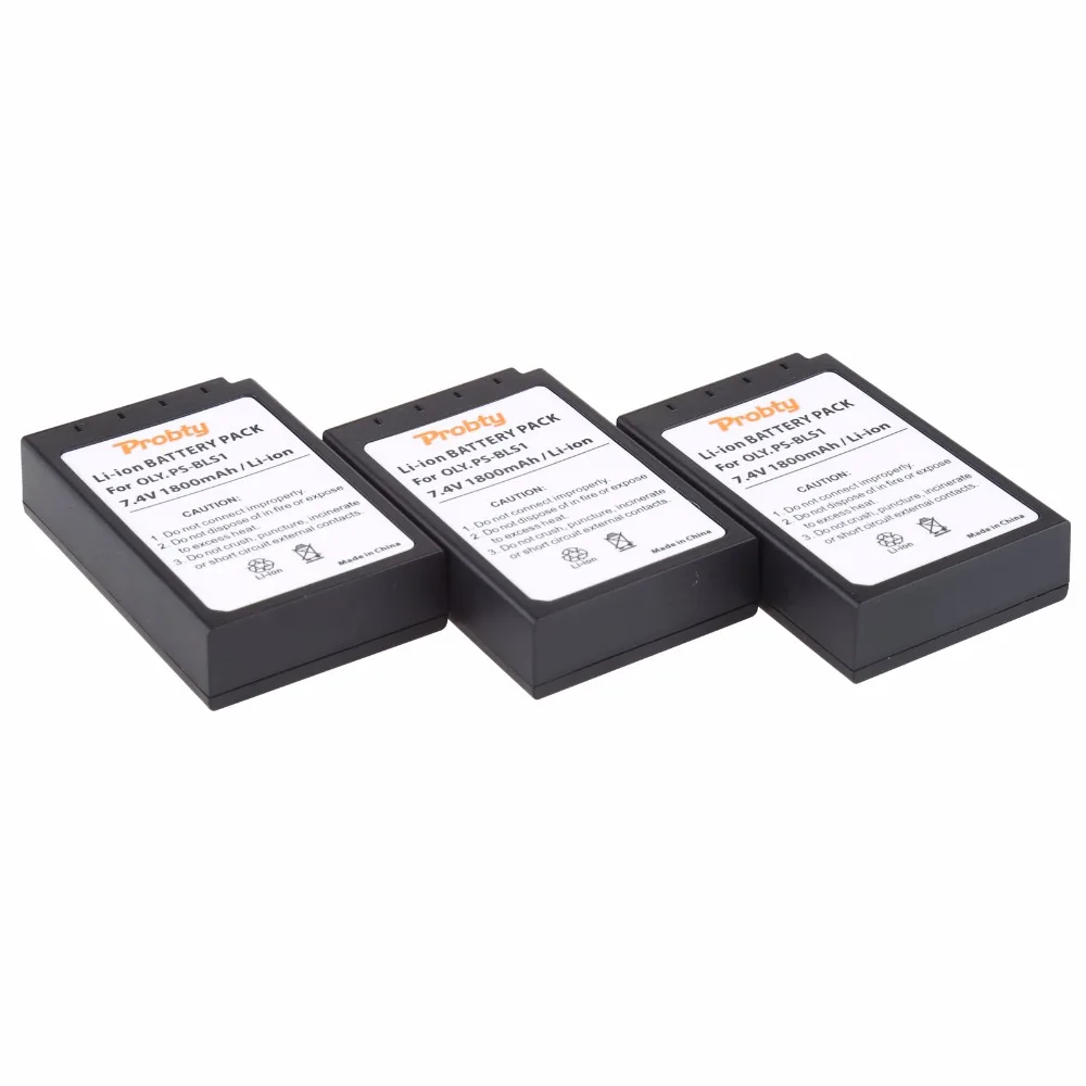 3Pcs PROBTY PS-BLS1 PS BLS1 충전식 배터리 올림푸스 펜 E-PL1 EP3 EPL3 Evolt E-PM1 E-420 E-620 E-450 E-400