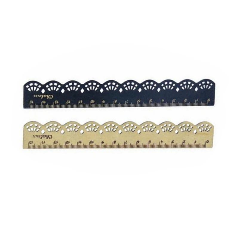 Règle en bois de dentelle de style rétro pour étudiant, échelle de test, 15cm, 1 pièce