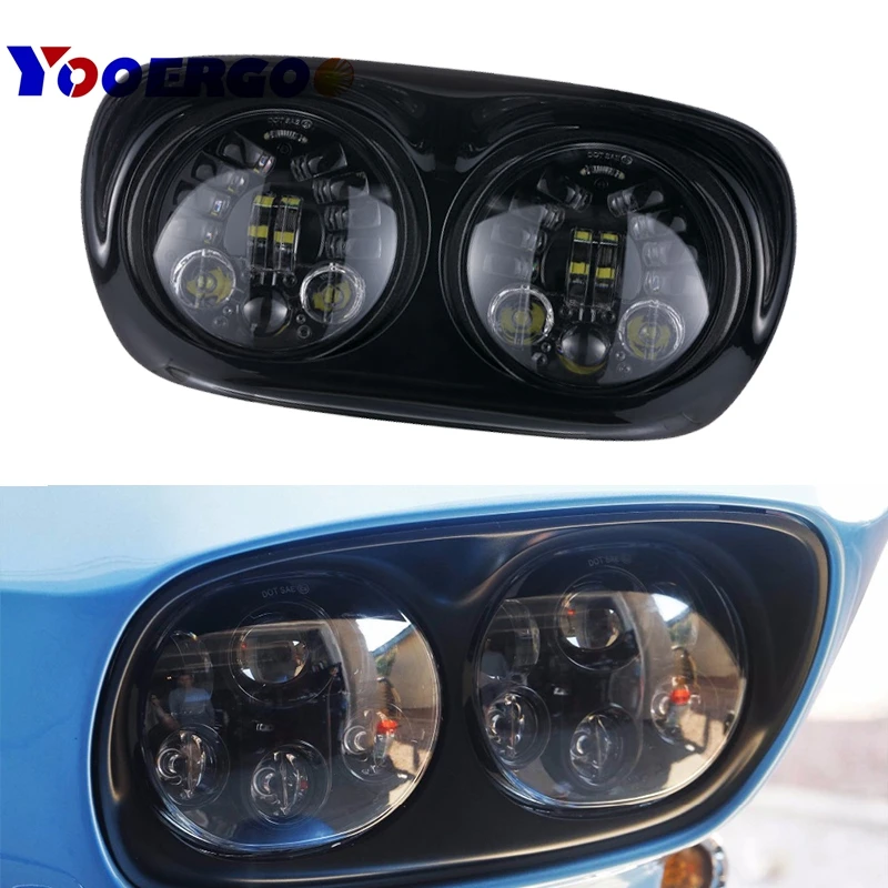 

7" Black Motorcycle Projector Dual LED Headlight For 2004~2013 Road Glide