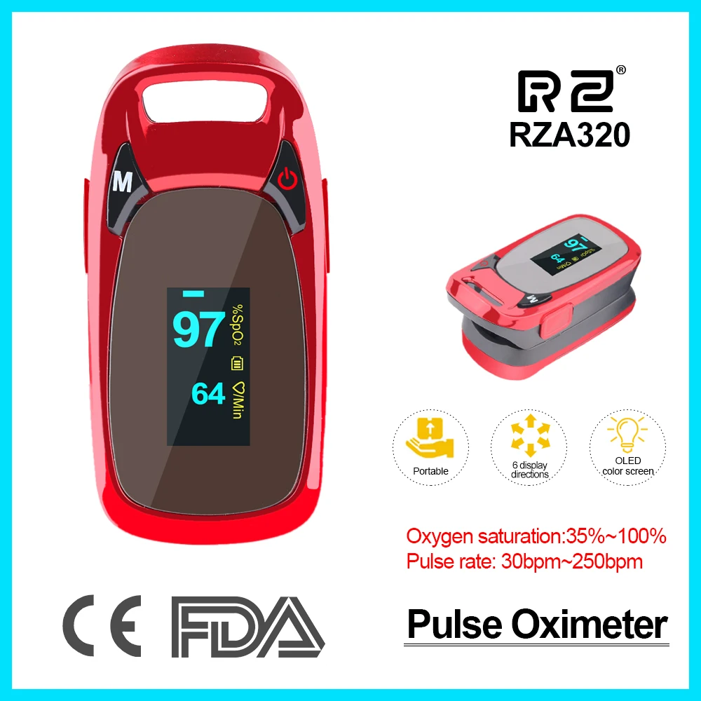 RZ New Design Fingertip Pulse Oximeter Rate Blood Pressure Health Care CE FDA OLED display Oxygen Alarm setting A320