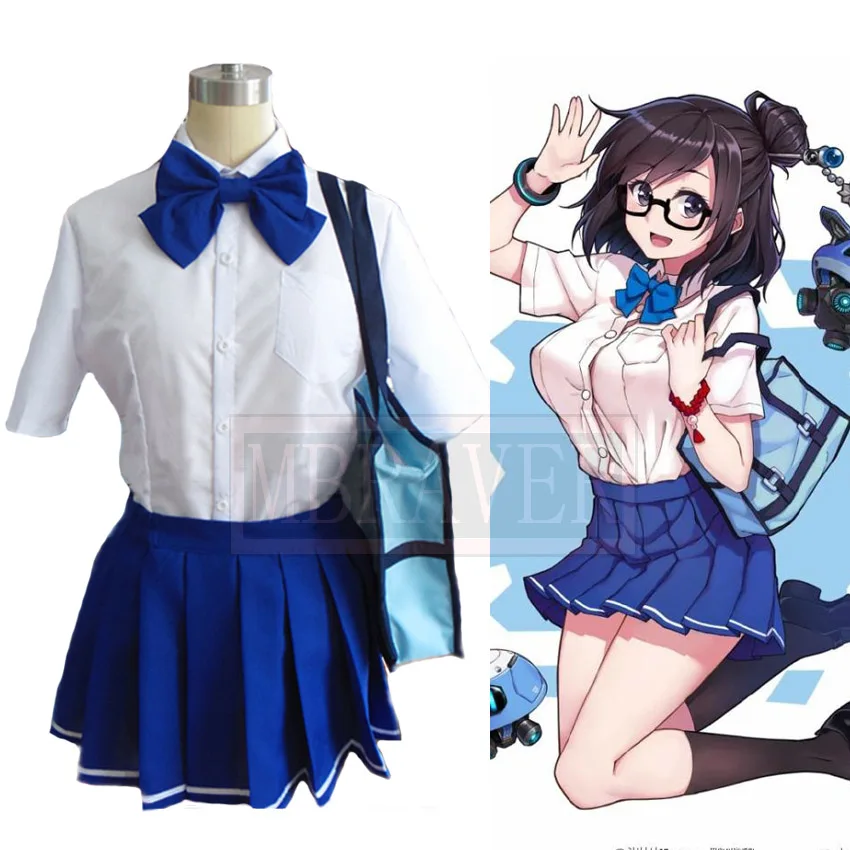 

OW Mei Cosplay Costume School Uniforms Include Bag Game OW 76 Soilder COS Halloween Costume For Adult Women