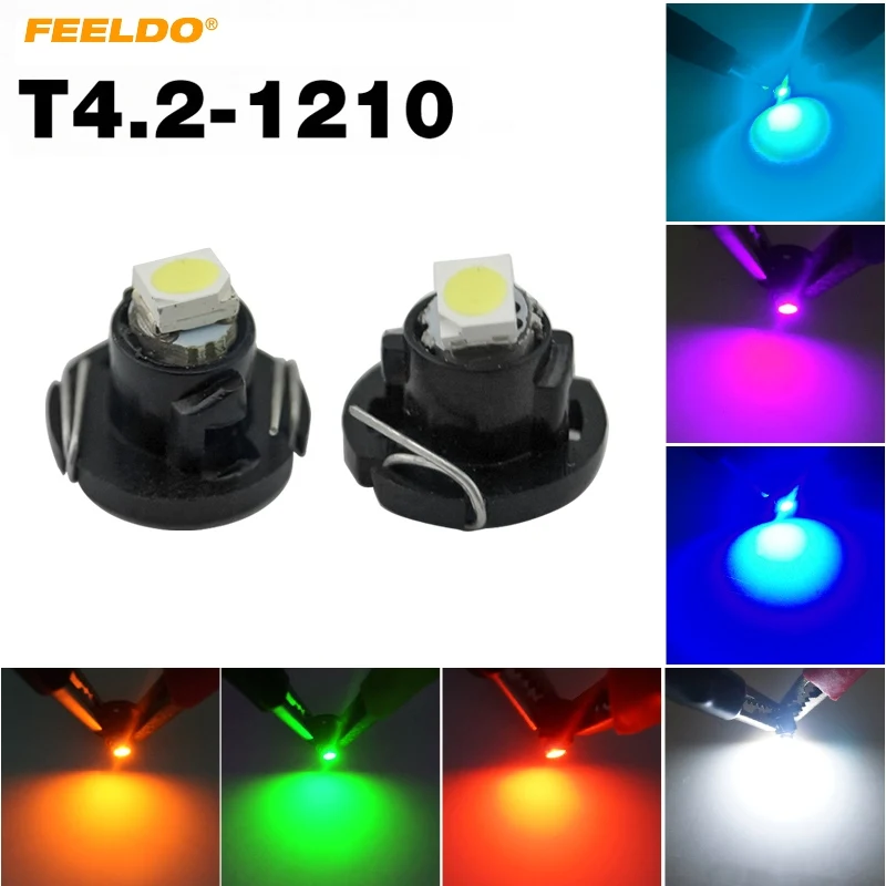 

FEELDO 100Pcs T4.2 1SMD 1210 3528 Car LED Dashboard Meter Panel LED Light Bulb DC12V 7-color #FD-4503