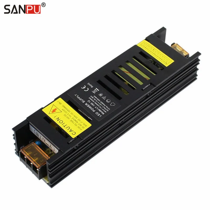 SMPS LED Power Supply 150 w 12v 12a Constant Voltage Switching Driver 220v 230v ac-dc Lighting Transformer Black Aluminum IP20