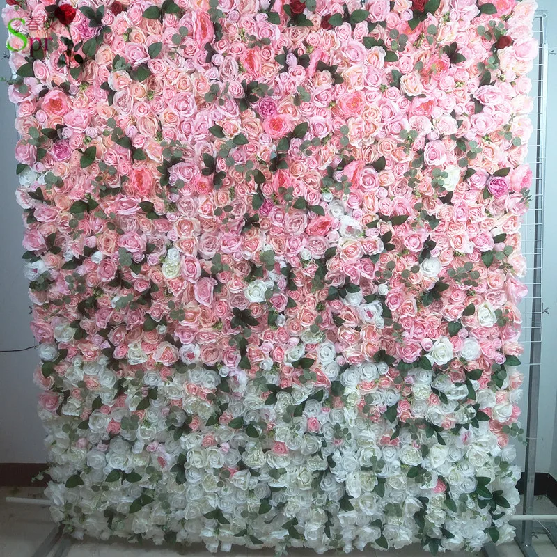 SPR Ombre style pink Free Shipping yiwu factory flower wall wedding backdrop artificial flower arrangements