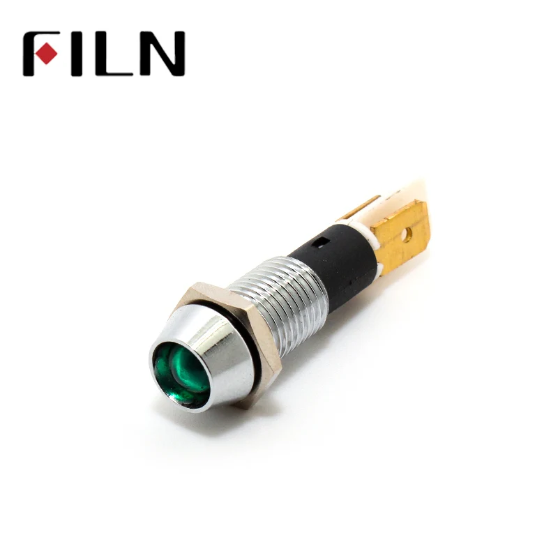 FILN 10mm 6v 24v 110v 220v indicator light red yellow blue white metal led computer signal lamp