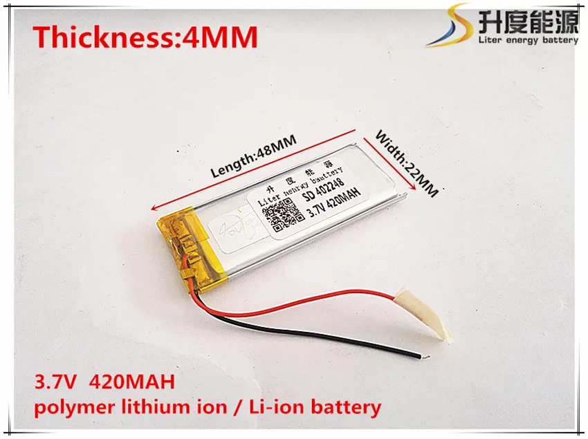 1pcs [SD] 3.7V,420mAH,[402248] Polymer lithium ion / Li-ion battery for TOY,POWER BANK,GPS,mp3,mp4,cell phone,speaker